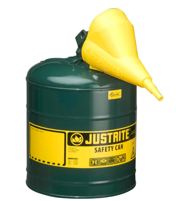 Justrite Type I Metal Safety Gas Cans with Funnel from GME Supply